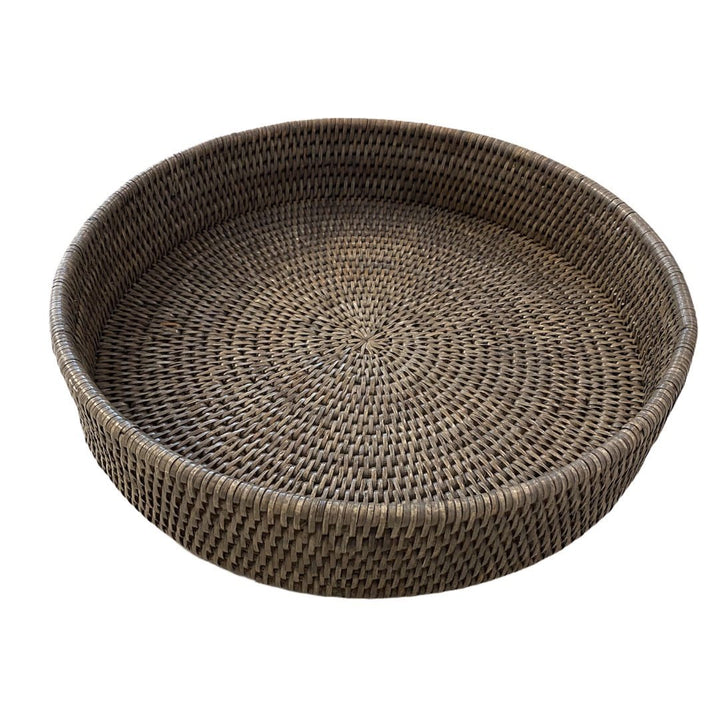 Large Round Rattan Tray | Old Grey-Suzie Anderson Home