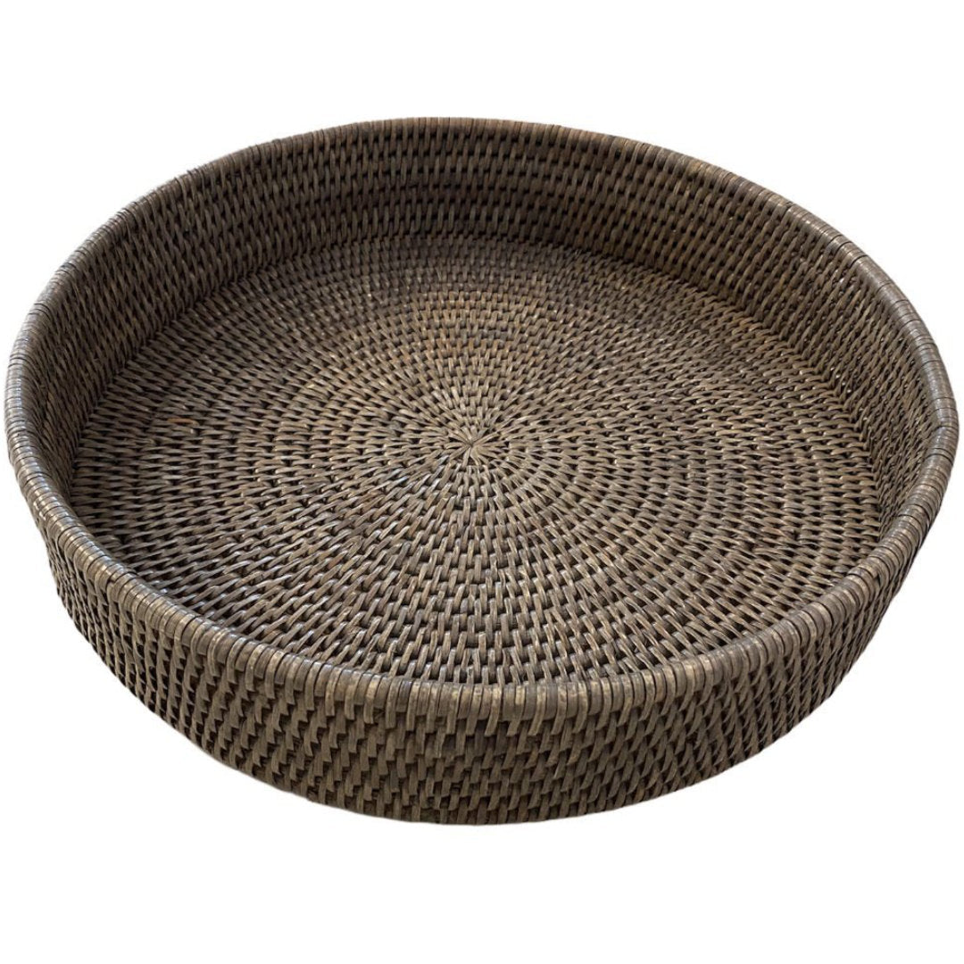 Large Round Rattan Tray | Old Grey-Suzie Anderson Home