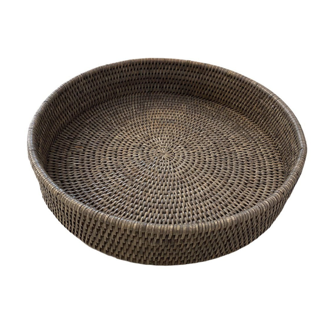 Large Round Rattan Tray | Old Grey-Suzie Anderson Home