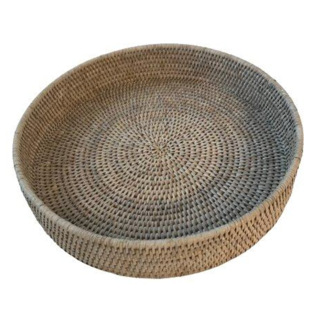 Round Rattan Tray | White Wash-Suzie Anderson Home