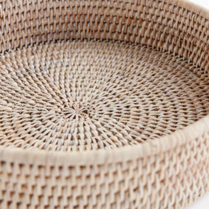 Round Rattan Tray | White Wash-Suzie Anderson Home