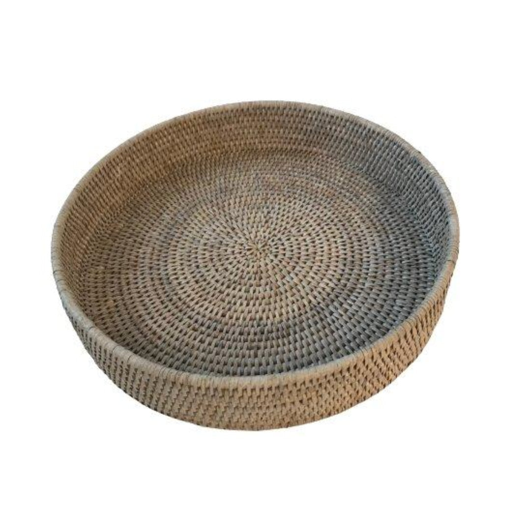 Round Rattan Tray | White Wash-Suzie Anderson Home