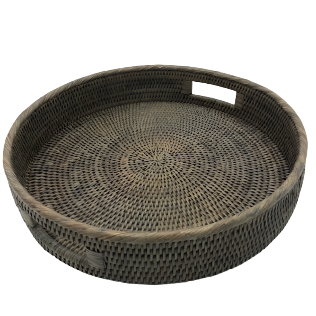 Round Rattan Tray with Handles | Old Grey-Suzie Anderson Home