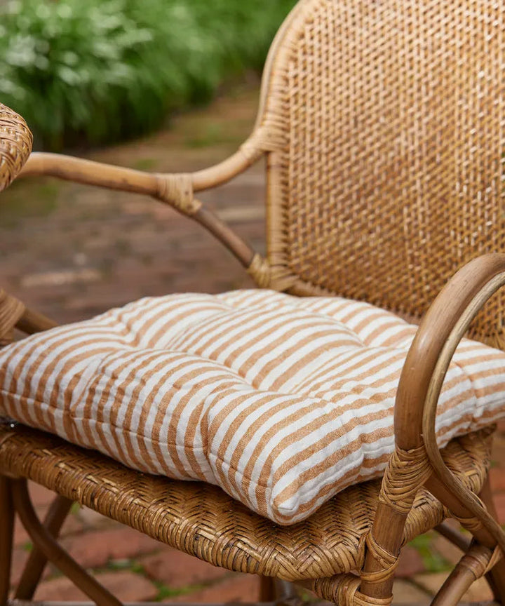 Rust Striped Chair Pad Cushion-Suzie Anderson Home