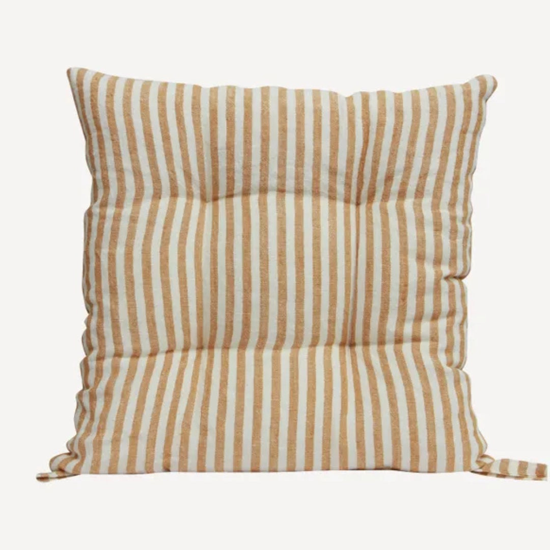 Rust Striped Chair Pad Cushion-Suzie Anderson Home