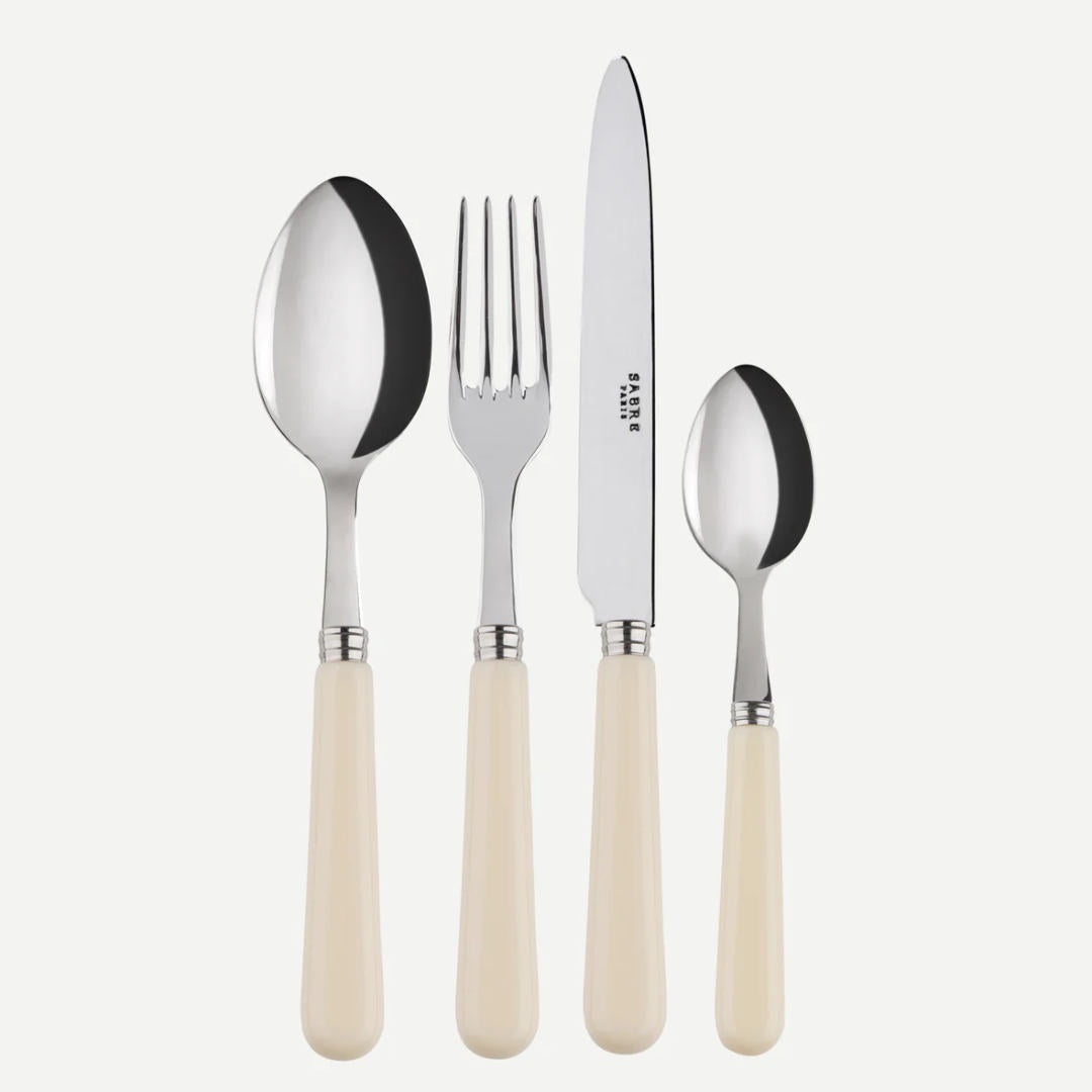 Sabre | Pop Unis | Ivory | 4pc Dinner Fork, Dinner Knife, Soup Spoon, Teaspoon-Suzie Anderson Home