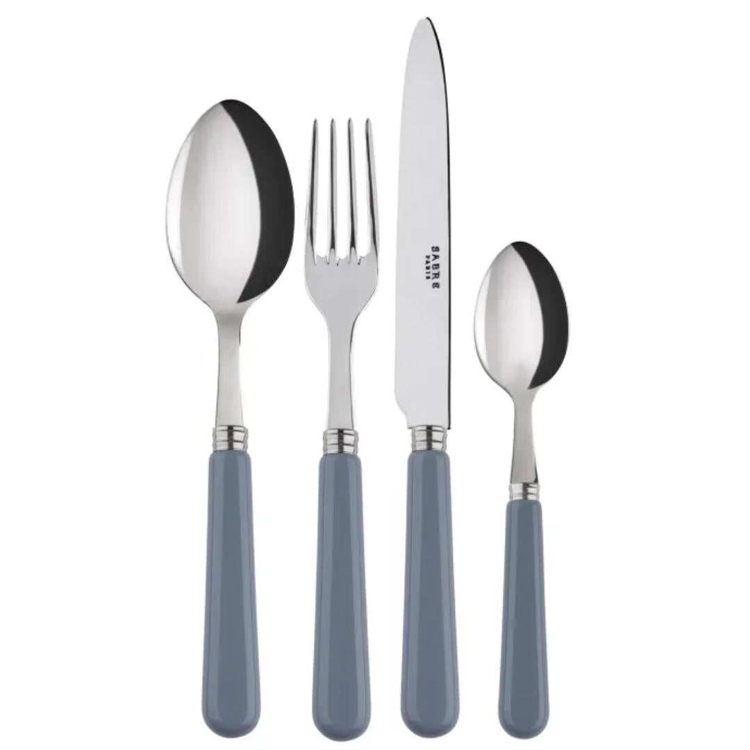 Sabre | Pop Unis | Light Gray | 4pc Dinner Fork, Dinner Knife, Soup Spoon, Teaspoon-Suzie Anderson Home