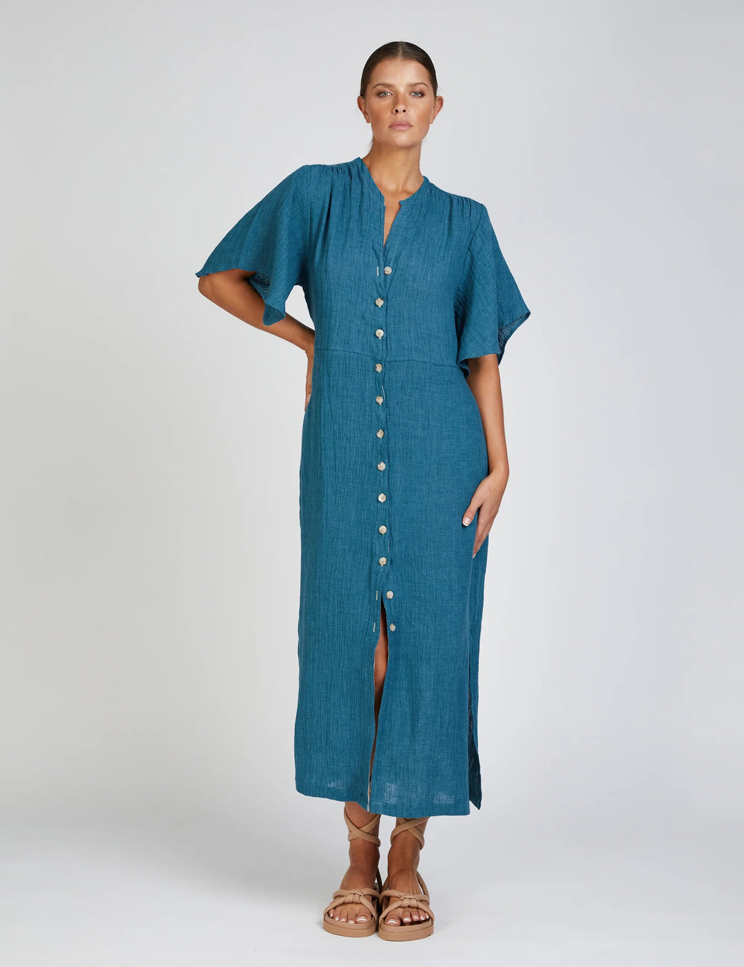 Sac | Ayra Bell Sleeve Dress | Teal-Suzie Anderson Home