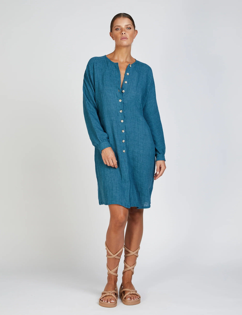 Sac | Ayra Shirt Dress | Teal-Suzie Anderson Home