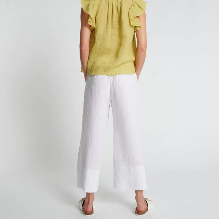 Sac | Ayra Wide Leg Linen Pant | White-Suzie Anderson Home