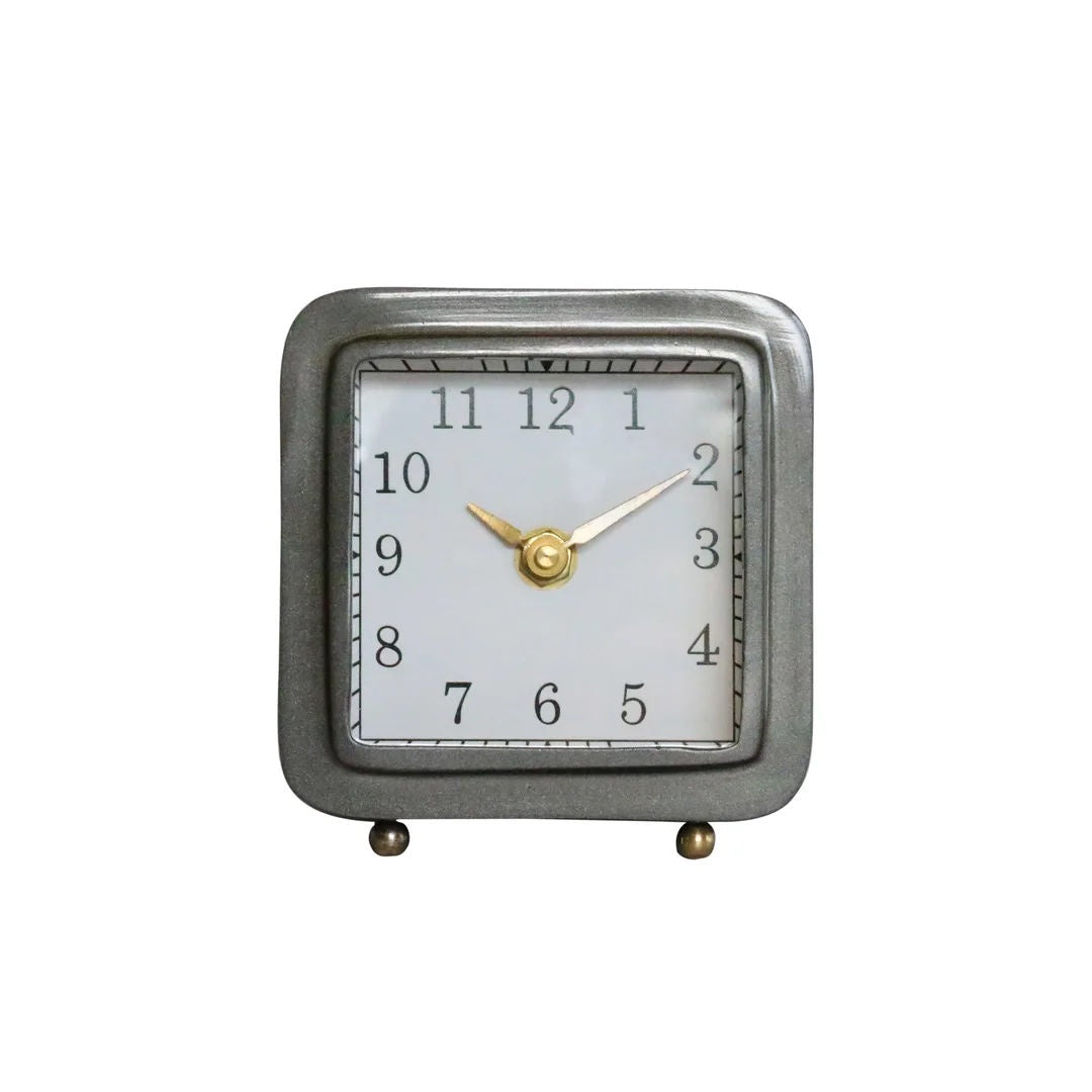 Satin Grey Square Mantel Clock | 11.5cmW-Suzie Anderson Home