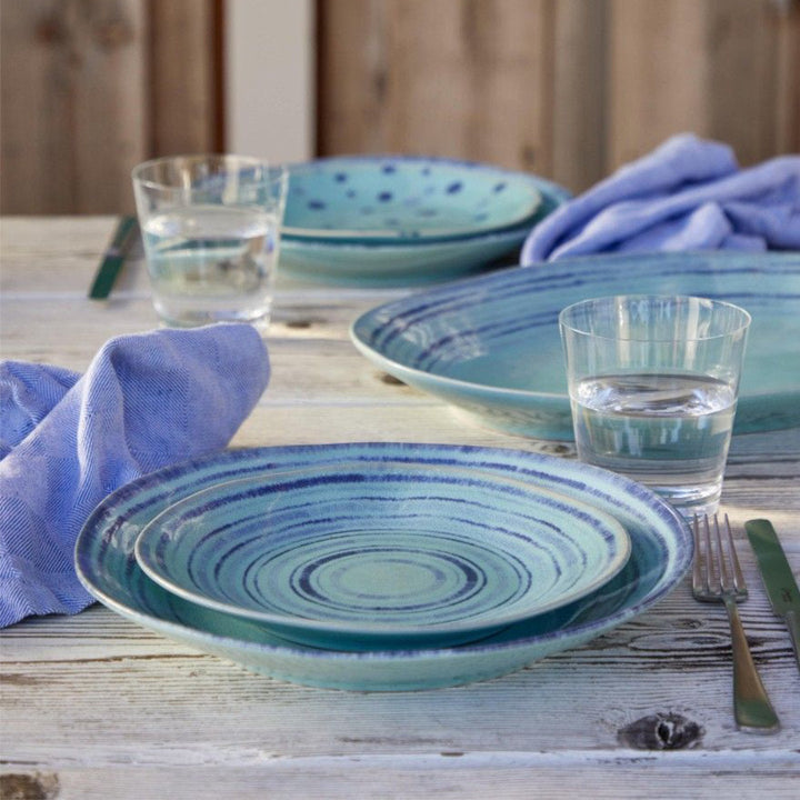 SET OF 6 Salad/dessert Plates | Nantucket | Aqua | Made in Portugal  | 21cm-Suzie Anderson Home