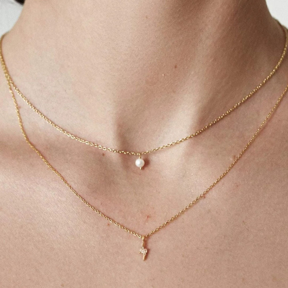 Silk & Steel | Mini Pearl Necklace | Gold Plated-Suzie Anderson Home