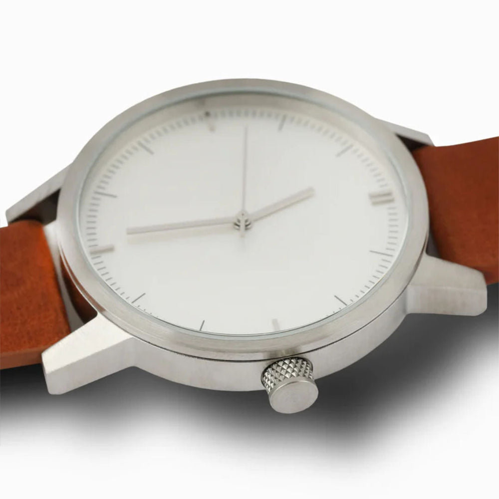 Simple | Kent 42mm Watch | Miyota Movement | Silver/White/Tan-Suzie Anderson Home