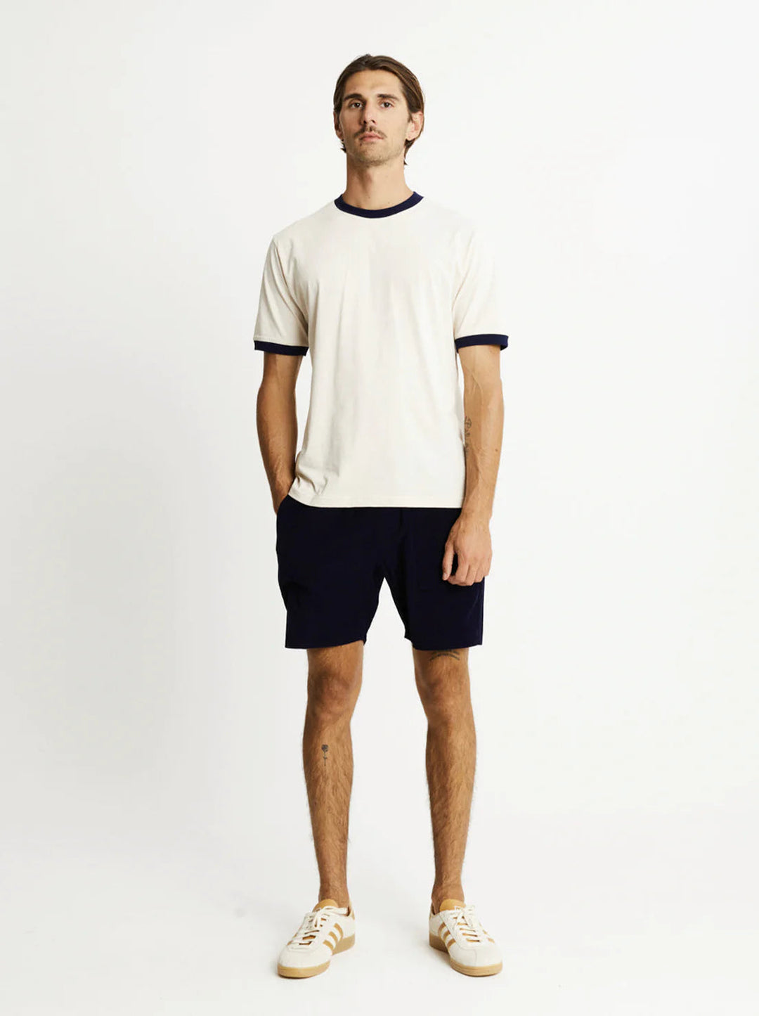 Simple | Knox Ringer Tee | Natural w Navy Rib-Suzie Anderson Home