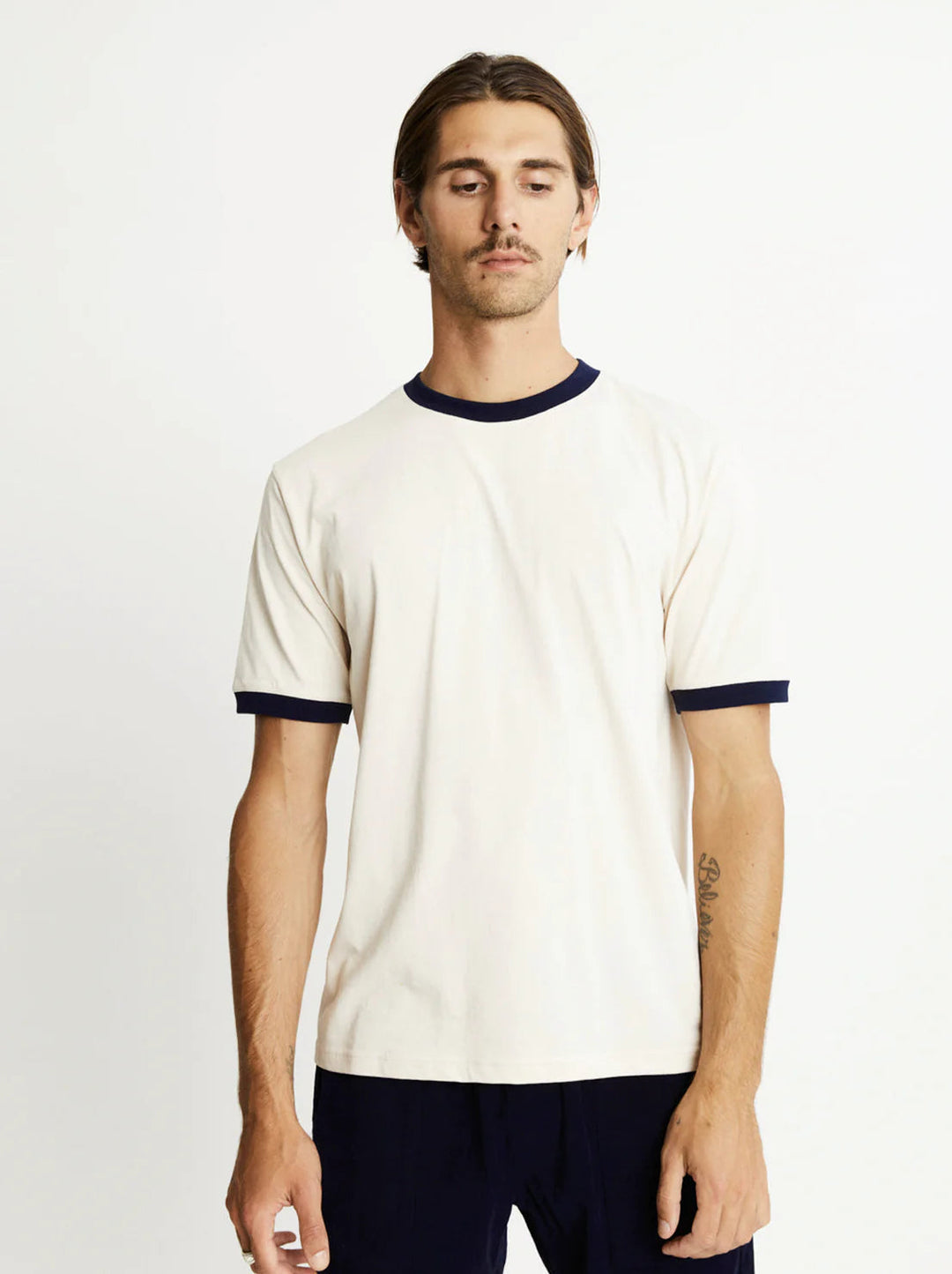 Simple | Knox Ringer Tee | Natural w Navy Rib-Suzie Anderson Home