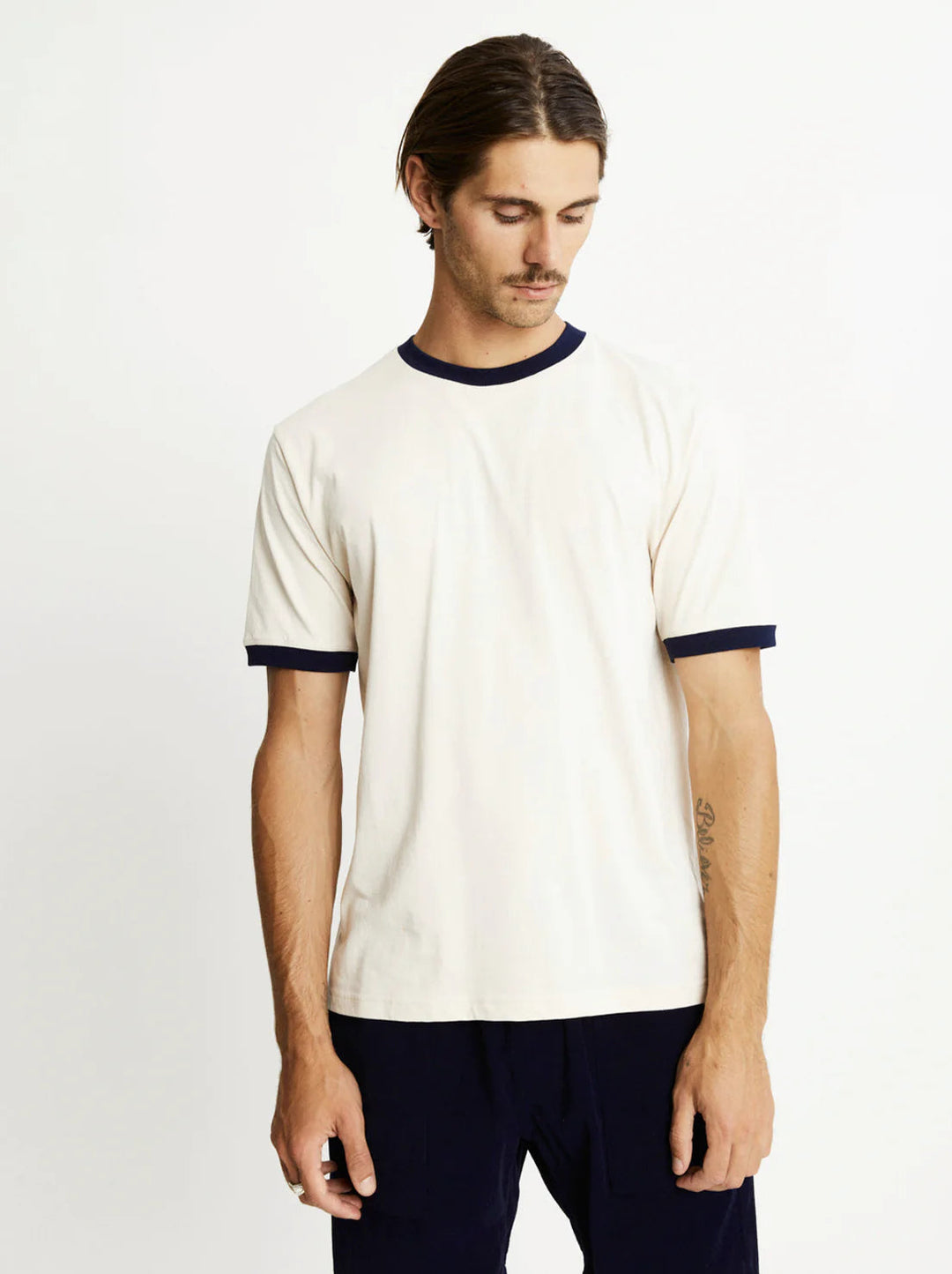 Simple | Knox Ringer Tee | Natural w Navy Rib-Suzie Anderson Home