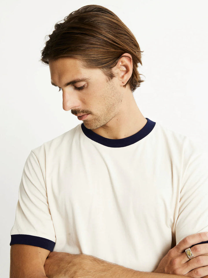 Simple | Knox Ringer Tee | Natural w Navy Rib-Suzie Anderson Home