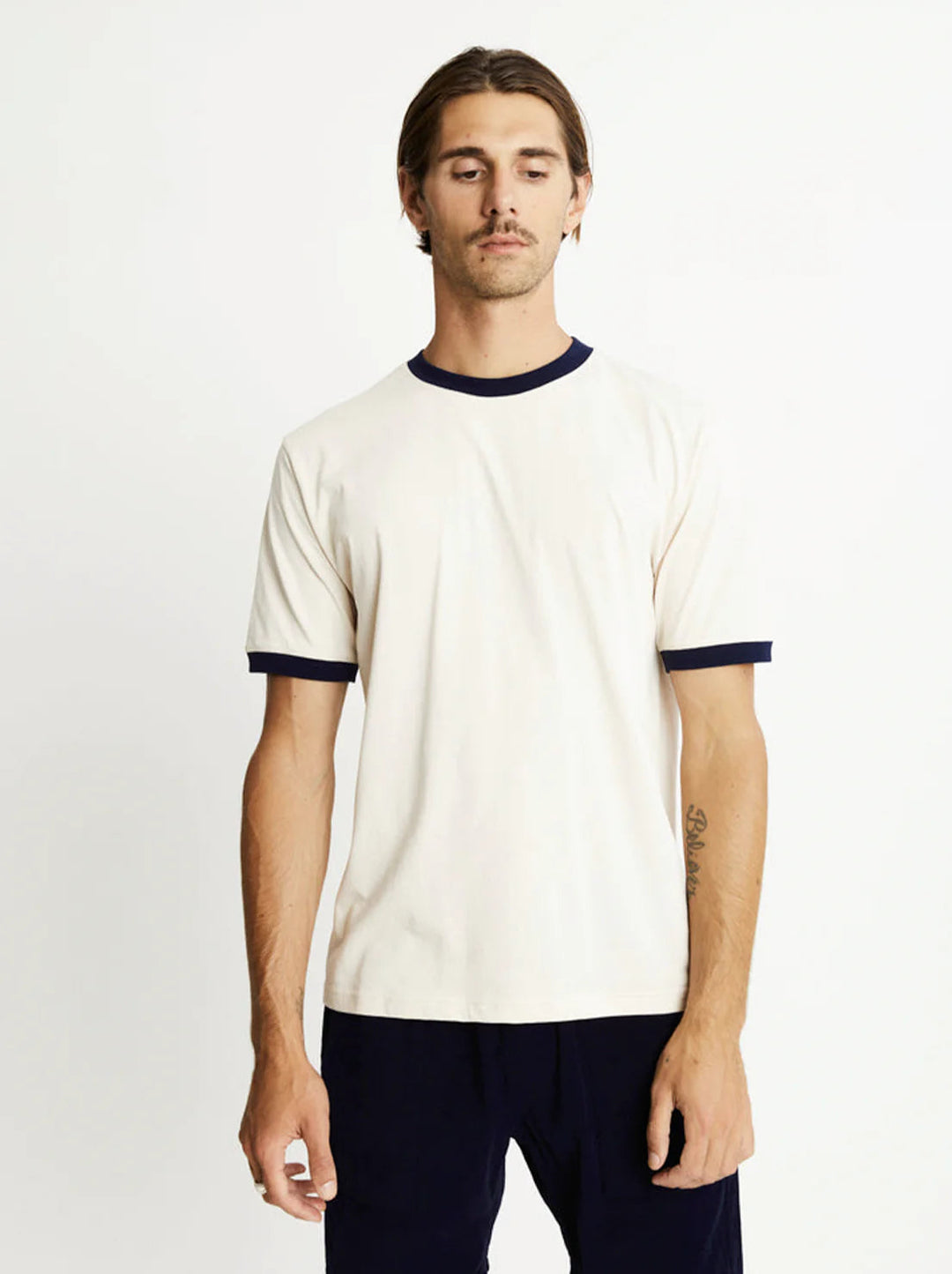 Simple | Knox Ringer Tee | Natural w Navy Rib-Suzie Anderson Home