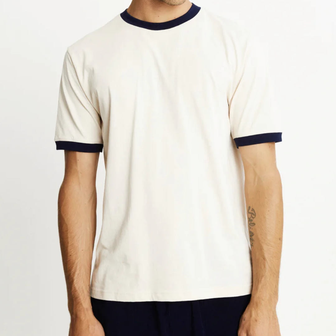 Simple | Knox Ringer Tee | Natural w Navy Rib-Suzie Anderson Home