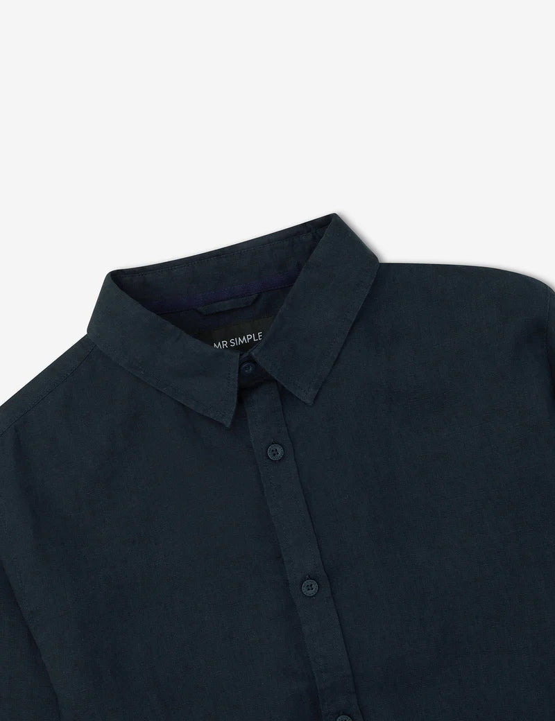 Simple | Linen long sleeve shirt | Navy-Suzie Anderson Home