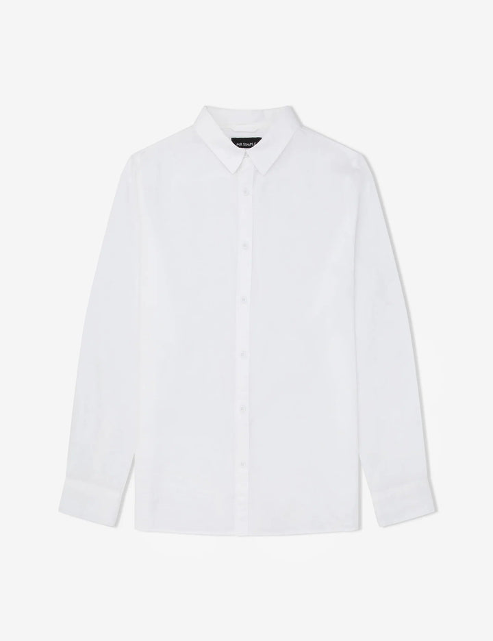 Simple | Linen long sleeve shirt | White-Suzie Anderson Home