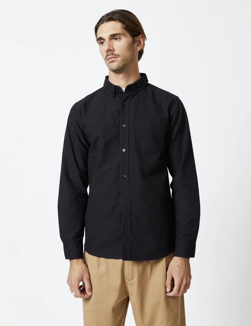 Simple | Oxford Long Sleeve Shirt | Black-Suzie Anderson Home