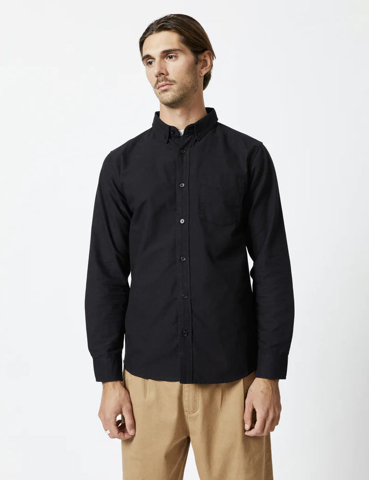 Simple | Oxford Long Sleeve Shirt | Black-Suzie Anderson Home