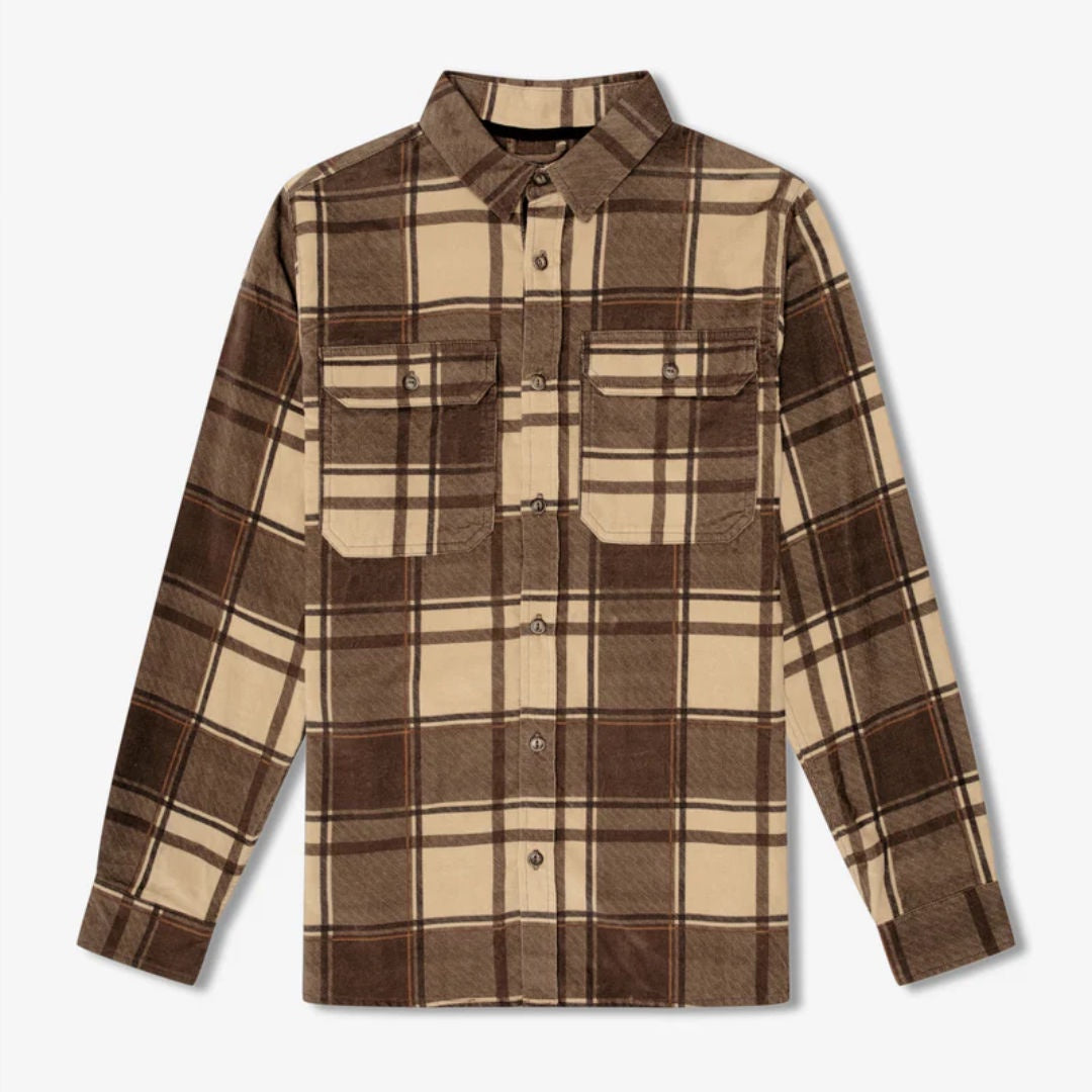 Simple | Sawyer Cord Long Sleeve Shirt | Cocoa Check-Suzie Anderson Home