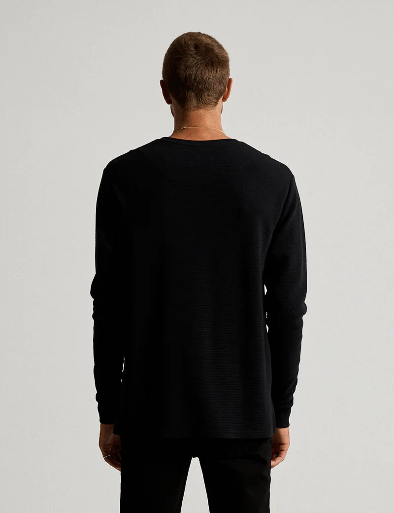 Simple | Smith Long Sleeve Waffle | Black-Suzie Anderson Home