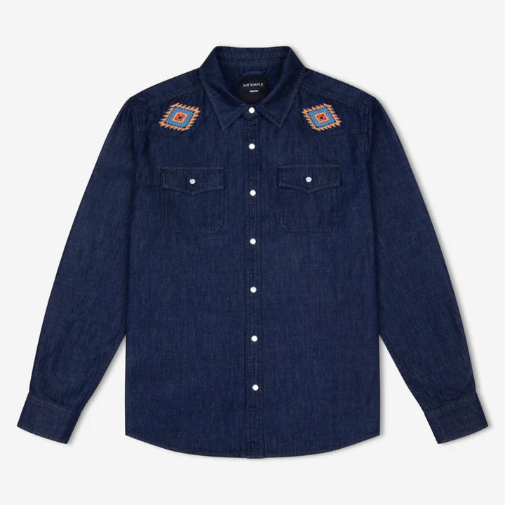 Simple | Western Long Sleeve Shirt | Raw Blue-Suzie Anderson Home