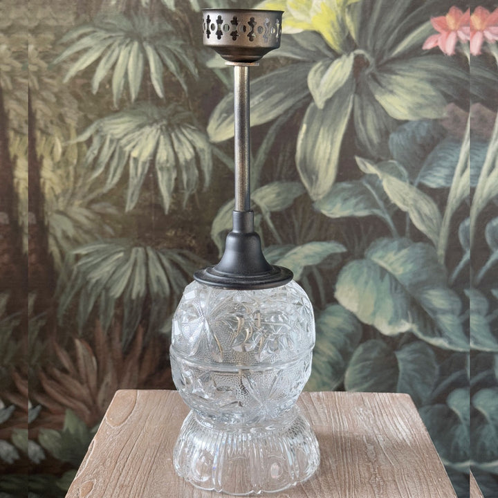 Vintage Reconstructed Candlestick | Brass & Crystal | Small-Suzie Anderson Home