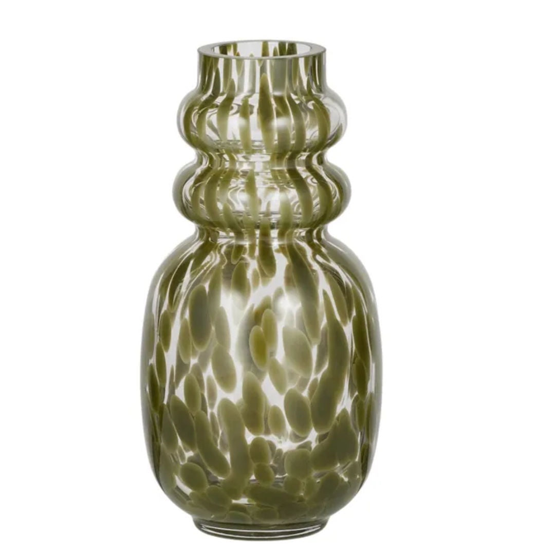 Splatter Glass Vase | Clear/Moss | H21cm