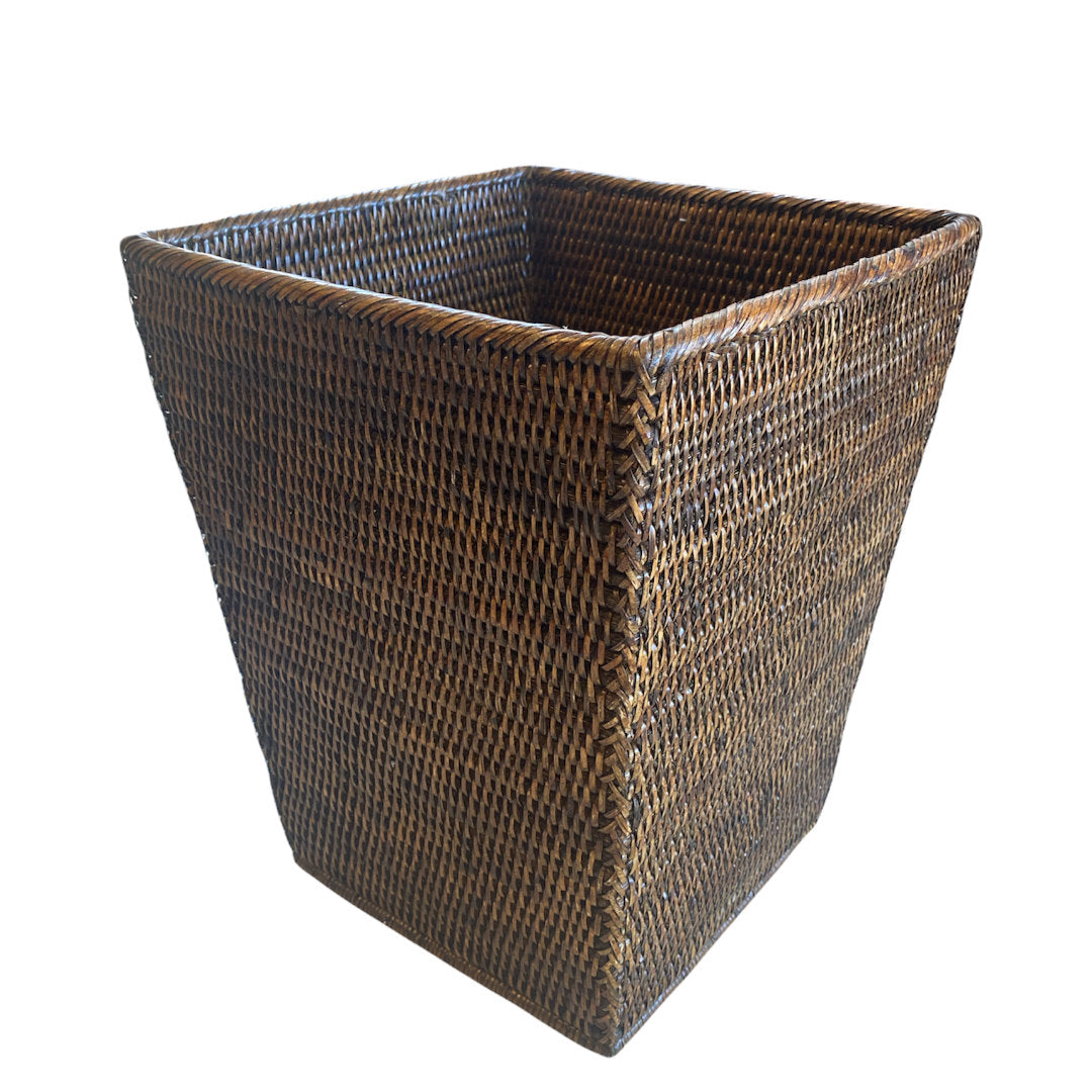 Square Rattan Bin | Antique Brown-Suzie Anderson Home