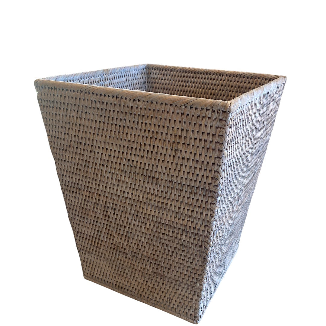 Square Rattan Bin | White Wash-Suzie Anderson Home