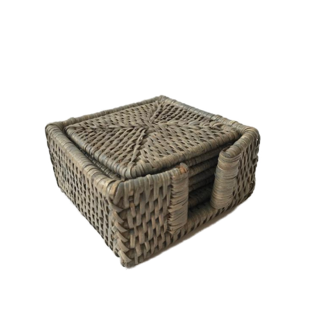 Square Rattan Coasters | Set of 6 | Old Grey-Suzie Anderson Home