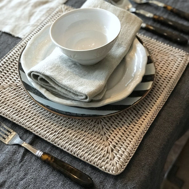 Square Rattan Placemat | White wash-Suzie Anderson Home