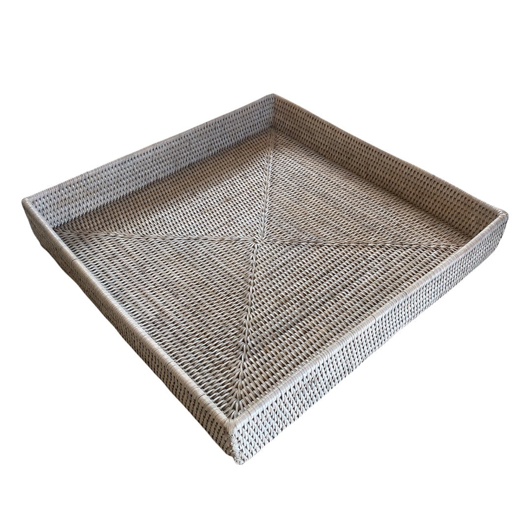 Square Rattan Tray | White Wash-Suzie Anderson Home