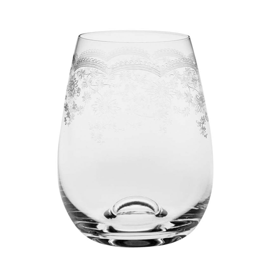 Stemless Floral Engraved Wine Glass | 460ml-Suzie Anderson Home
