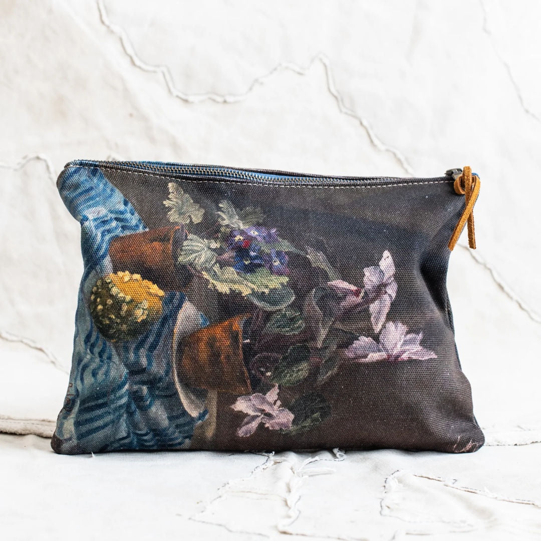 Swarm Canvas Painting Clutch Bag | Violets & Cyclamens-Suzie Anderson Home