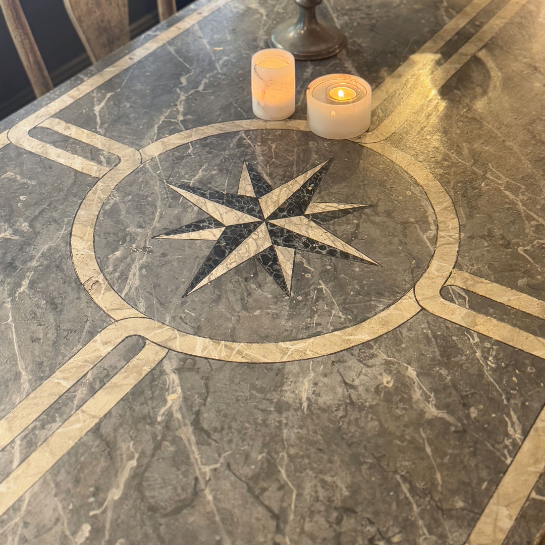 French Antique Louis XV Table presented in its original faux Marble paint  finish-Suzie Anderson Home