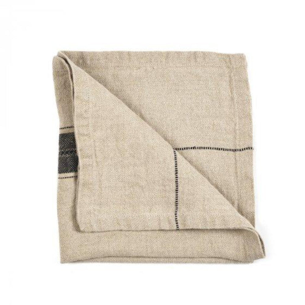 Thompson Linen Napkin | Black Stripe-Suzie Anderson Home