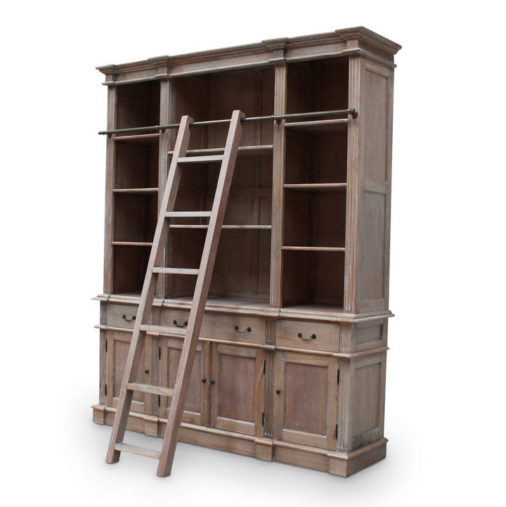 Throsby Bookcase with Ladder | Weathered Oak Stain-Suzie Anderson Home