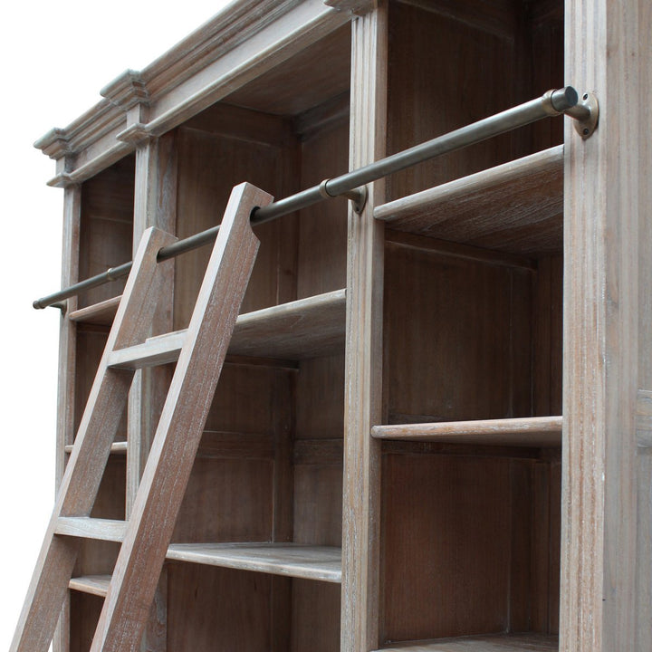 Throsby Bookcase with Ladder | Weathered Oak Stain-Suzie Anderson Home