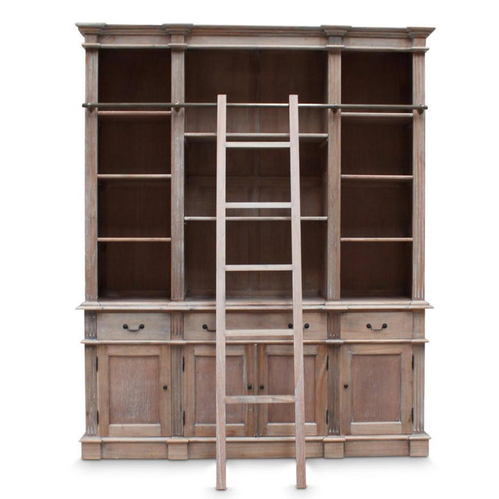 Throsby Bookcase with Ladder | Weathered Oak Stain-Suzie Anderson Home