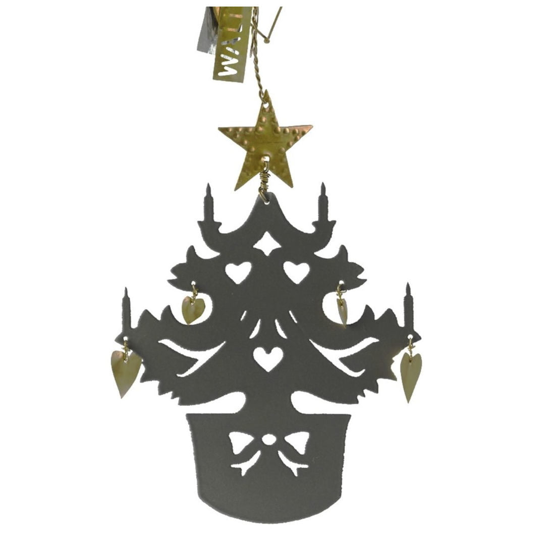 Christmas Tree In a Pot | Grey 13cm | Hanging Decoration-Suzie Anderson Home