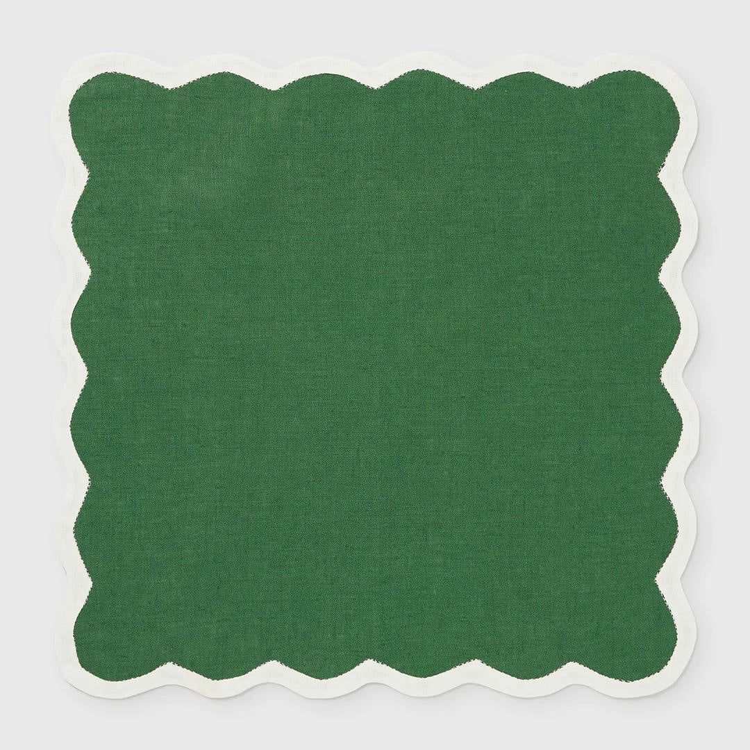 Valentina Linen Napkin | SET OF 4 | Emerald Green / Oyster-Suzie Anderson Home