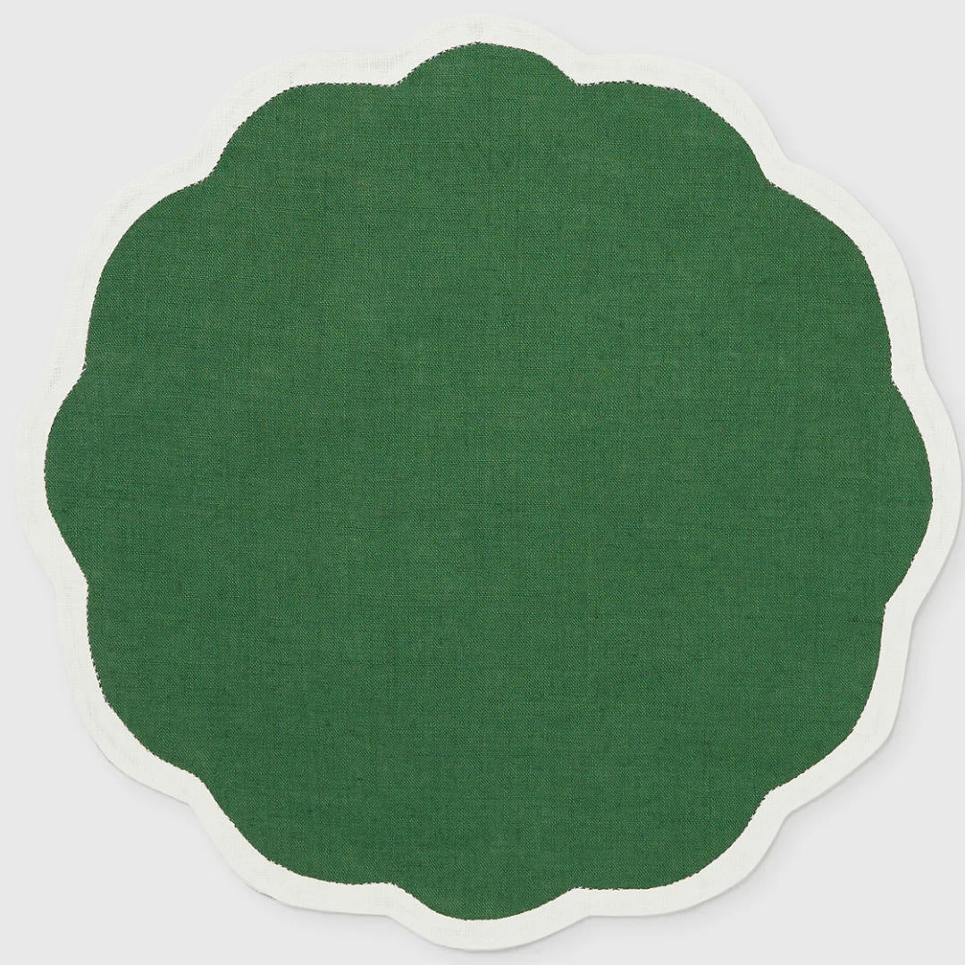 Valentina Linen Placemat | SET OF 4 | Emerald Green / Oyster-Suzie Anderson Home