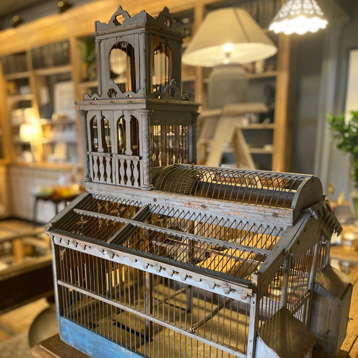 Victorian French Painted Birdcage | Avignon | Circa 1890 | 58Wx42Dx77Hcm-Suzie Anderson Home