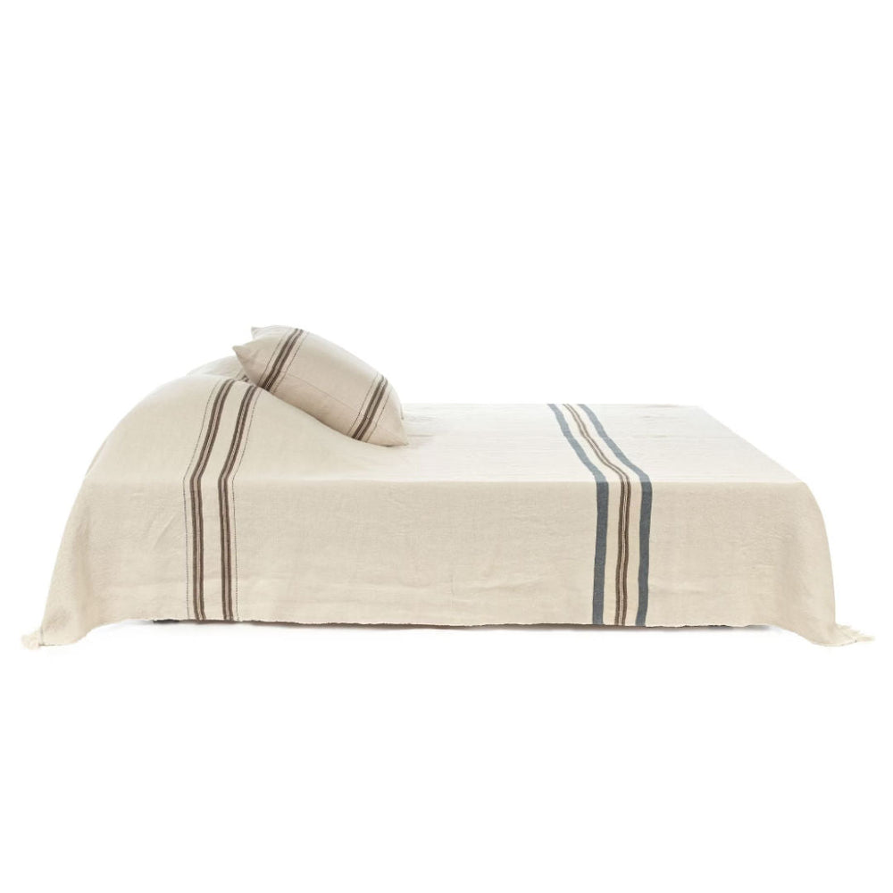 Vourkari Coverlet | 280 x 240cm | Stripe | Belgian Washed Linen-Suzie Anderson Home